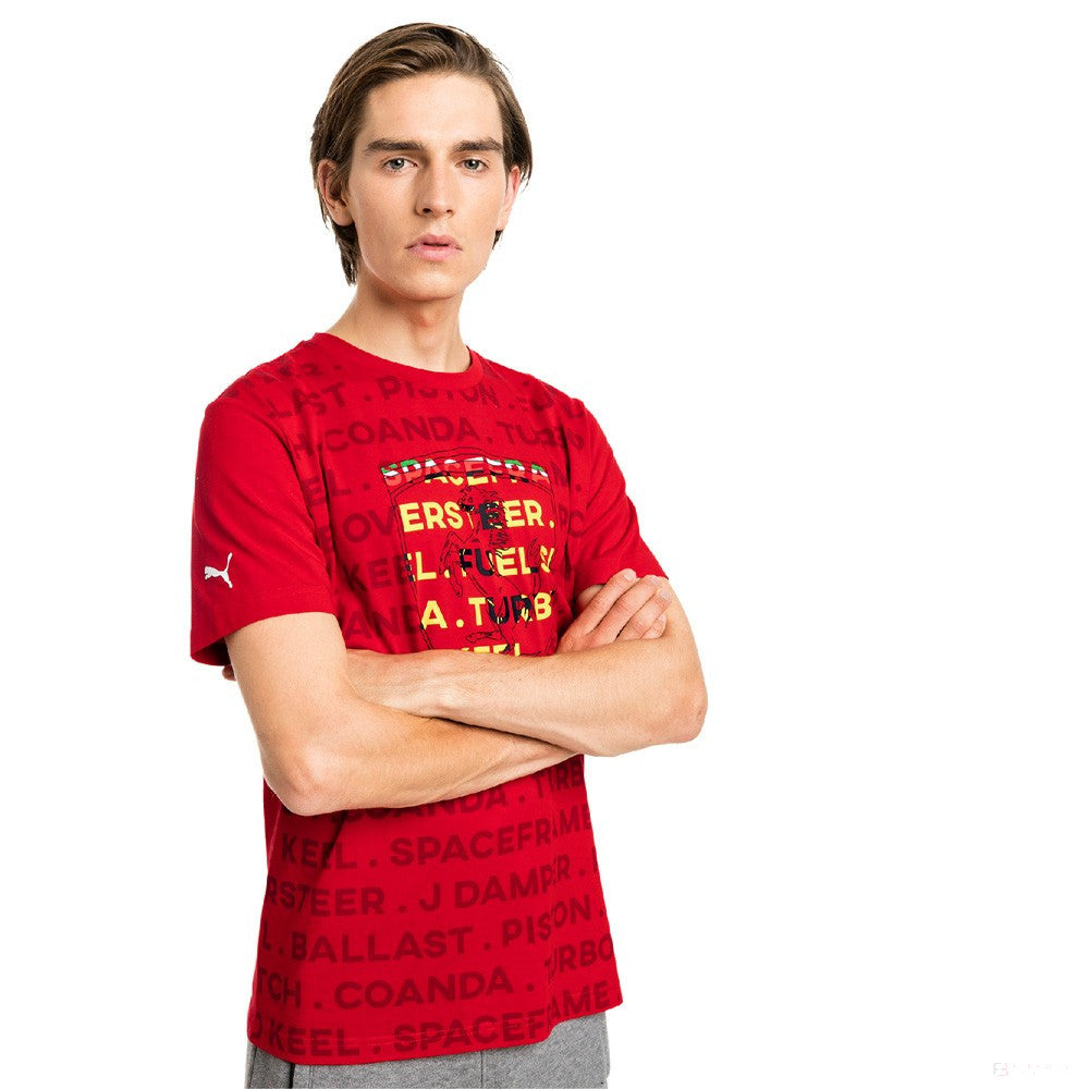 Ferrari tričko, Puma Big Shield s kulatým výstřihem, červené, 2019