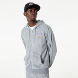 Bluza z kapturem Los Angeles Lakers, z zamkiem błyskawicznym na całej długości, New Era, szara
