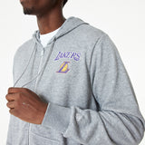 Bluza z kapturem Los Angeles Lakers, z zamkiem błyskawicznym na całej długości, New Era, szara