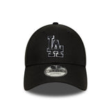 Czapka z daszkiem Los Angeles Dodgers, kontur w stylu pop, New Era, 9FORTY, czarna