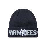 czapka typu beanie New York Yankees, logotyp słowny, niebieska