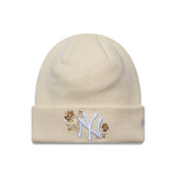 Czapka New York Yankees, róża z cekinów, dla kobiet, New Era, kremowa