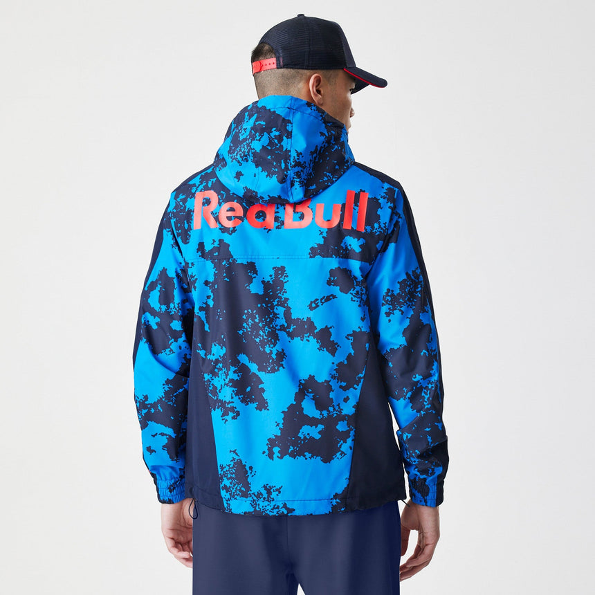 Kurtka Red Bull Racing Windrunner marki New Era w kamuflażu, niebieska