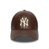 Czapka New York Yankees, skóra, New Era, 9FORTY, gładka, brązowa