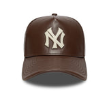 Czapka New York Yankees, skórzana, New Era, A-frame, brązowa