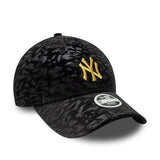 Czapka New York Yankees, welur leopardowy, 9FORTY, dla kobiet, czarna