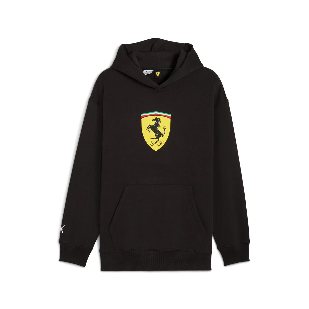 Bluza z kapturem Ferrari, Puma, odzież sportowa, logo tarczy, czarna 🔥