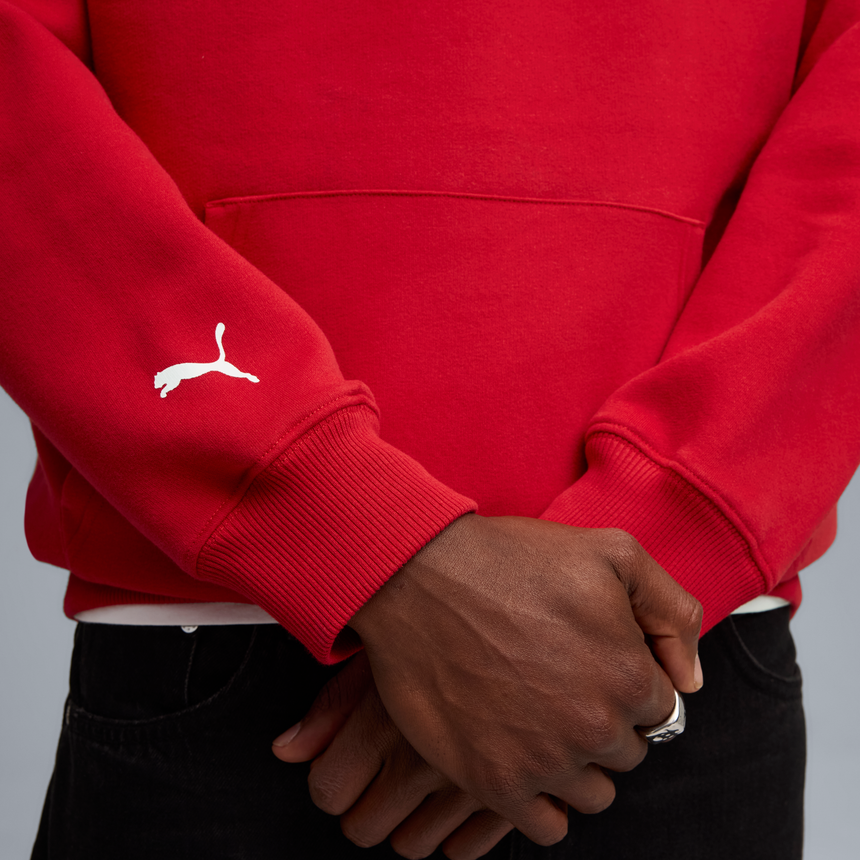 Bluza z kapturem Ferrari, Puma, odzież sportowa, logo tarczy, czerwona 🔥