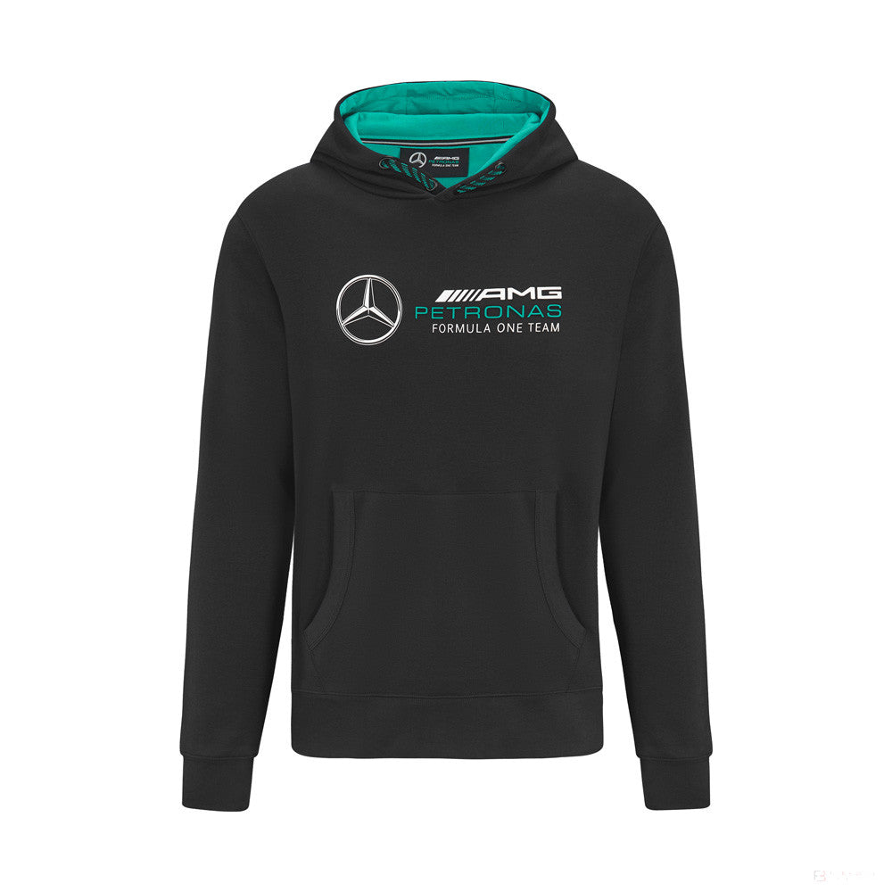 Svetr Mercedes s kapucí, týmové logo, černý, 2022