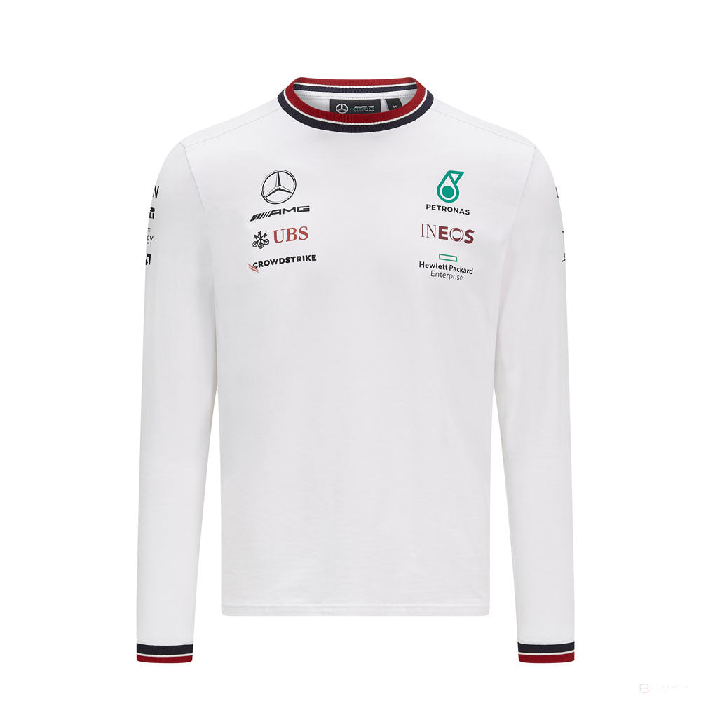 Mercedes tričko s dlouhým rukávem, tým s dlouhým rukávem, bílé, 2021 - FansBRANDS®