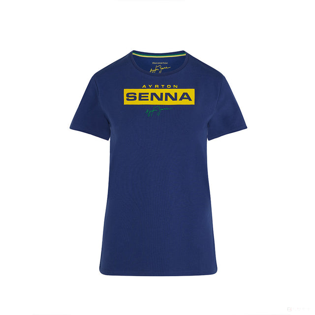 Dámské tričko Ayrton Senna, logo, modré, 2021 - FansBRANDS®