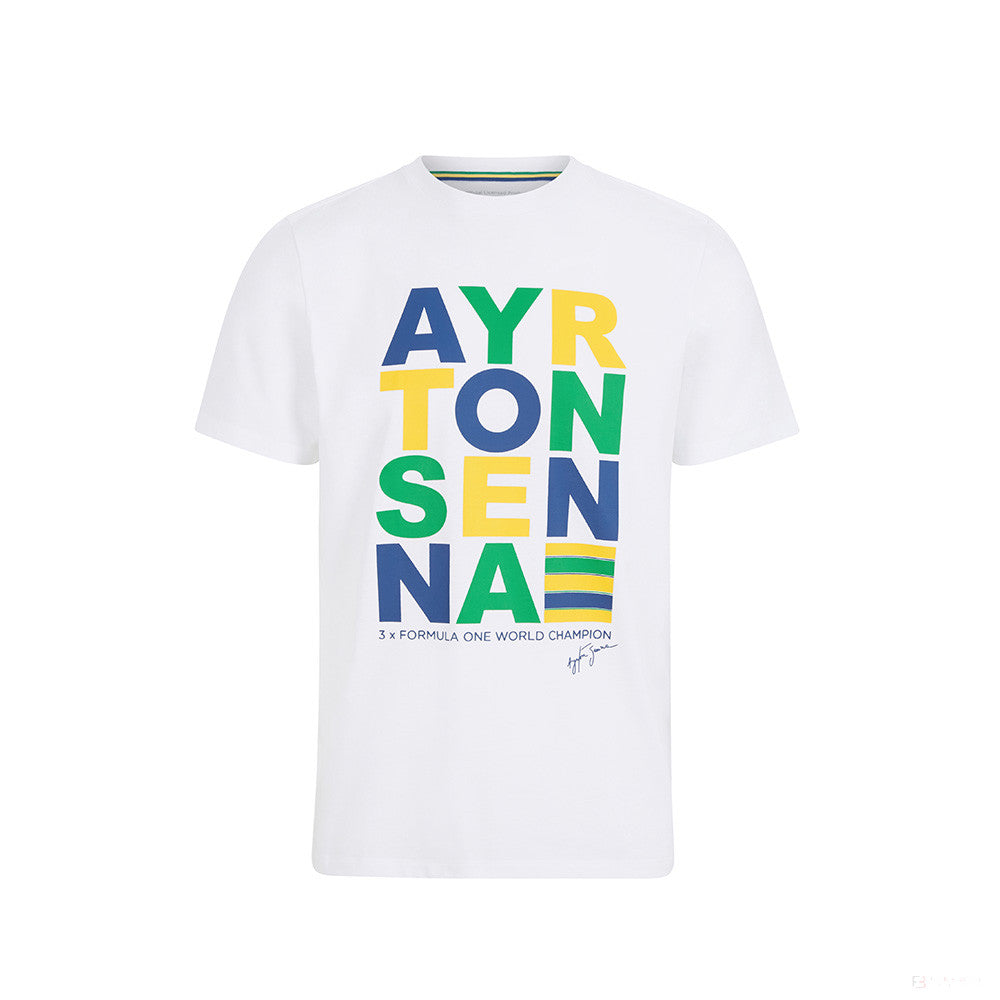 Tričko Ayrton Senna, Stripe Graphic, bílé, 2021