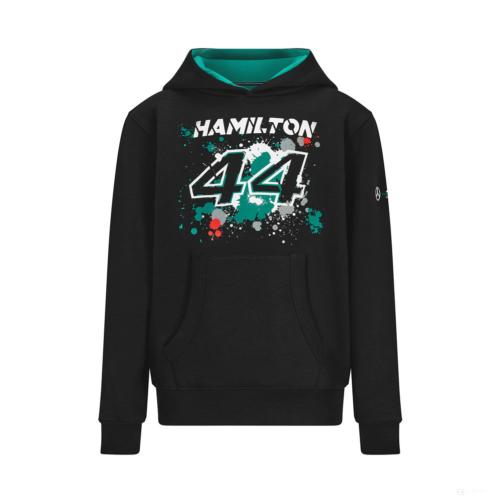 Dětská mikina Mercedes Lewis Hamilton, LEWIS #44, černá, 2022 - FansBRANDS®