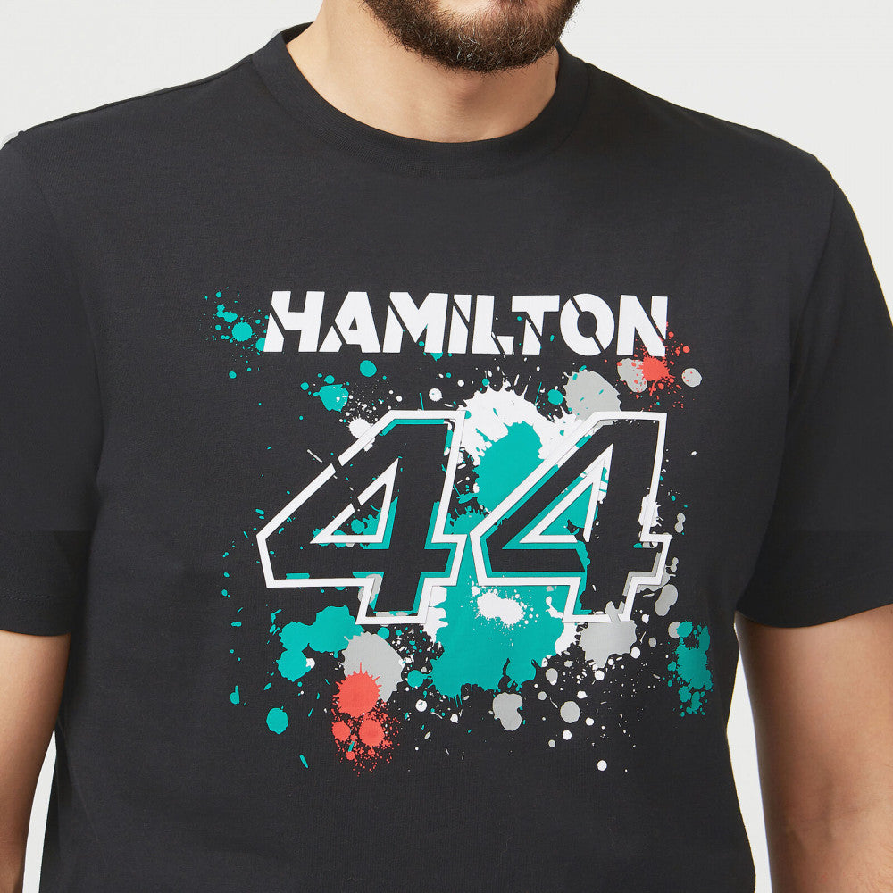Tričko Mercedes Lewis Hamilton, LEWIS #44, černé, 2022