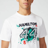 Tričko Mercedes Lewis Hamilton, LEWIS #44, bílé, 2022 - FansBRANDS®