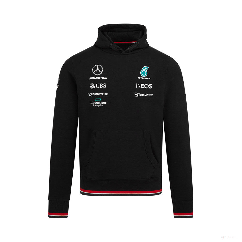 Mercedes svetr s kapucí, tým, černý, 2022