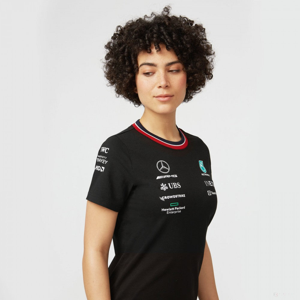 Dámské triko Mercedes, týmové, černé, 2022