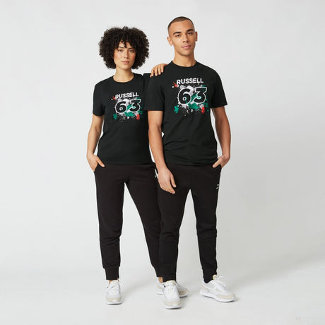 Tričko Mercedes George Russell, GEORGE #63, černé, 2022 - FansBRANDS®