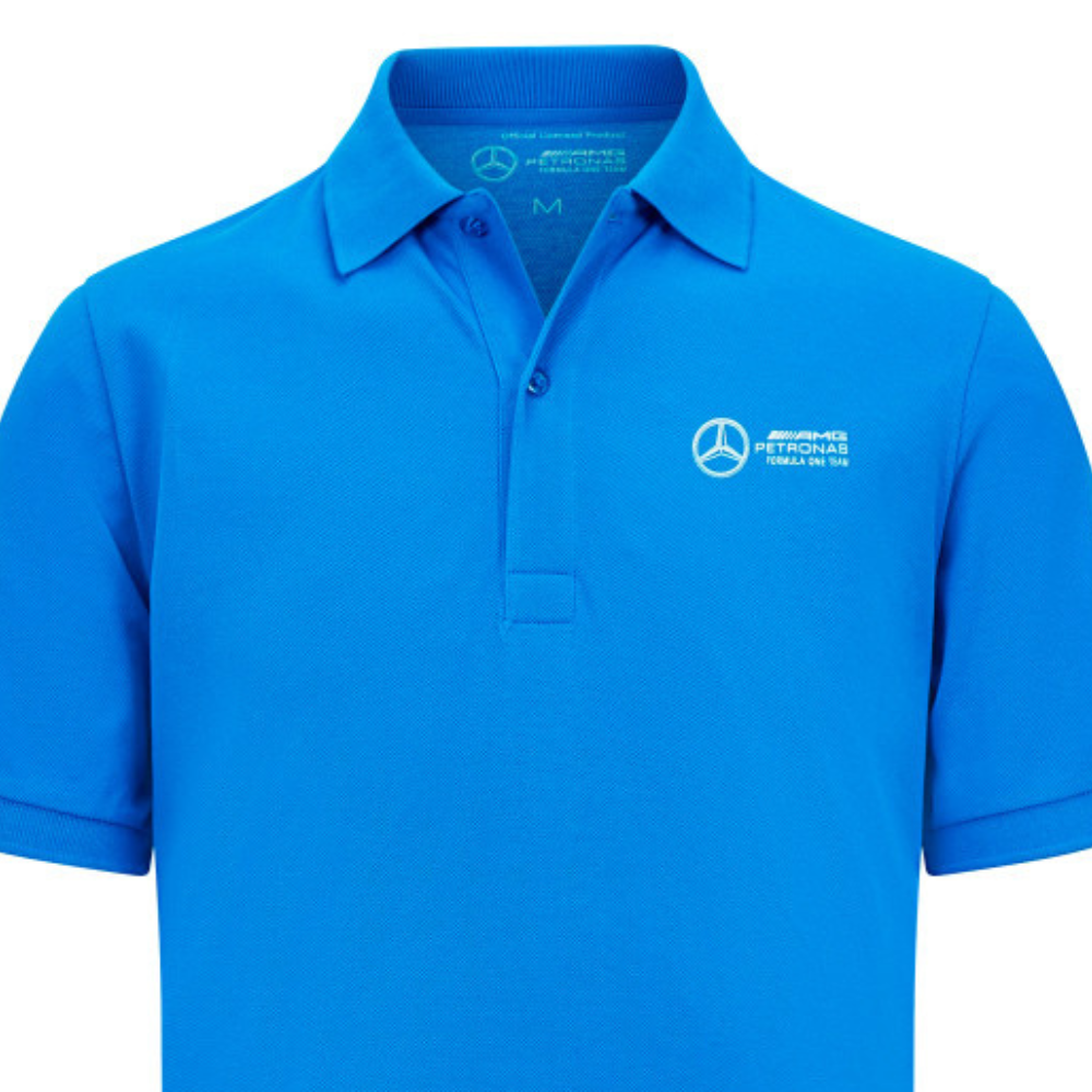 Mercedes George Russell Herren Poloshirt, Blau