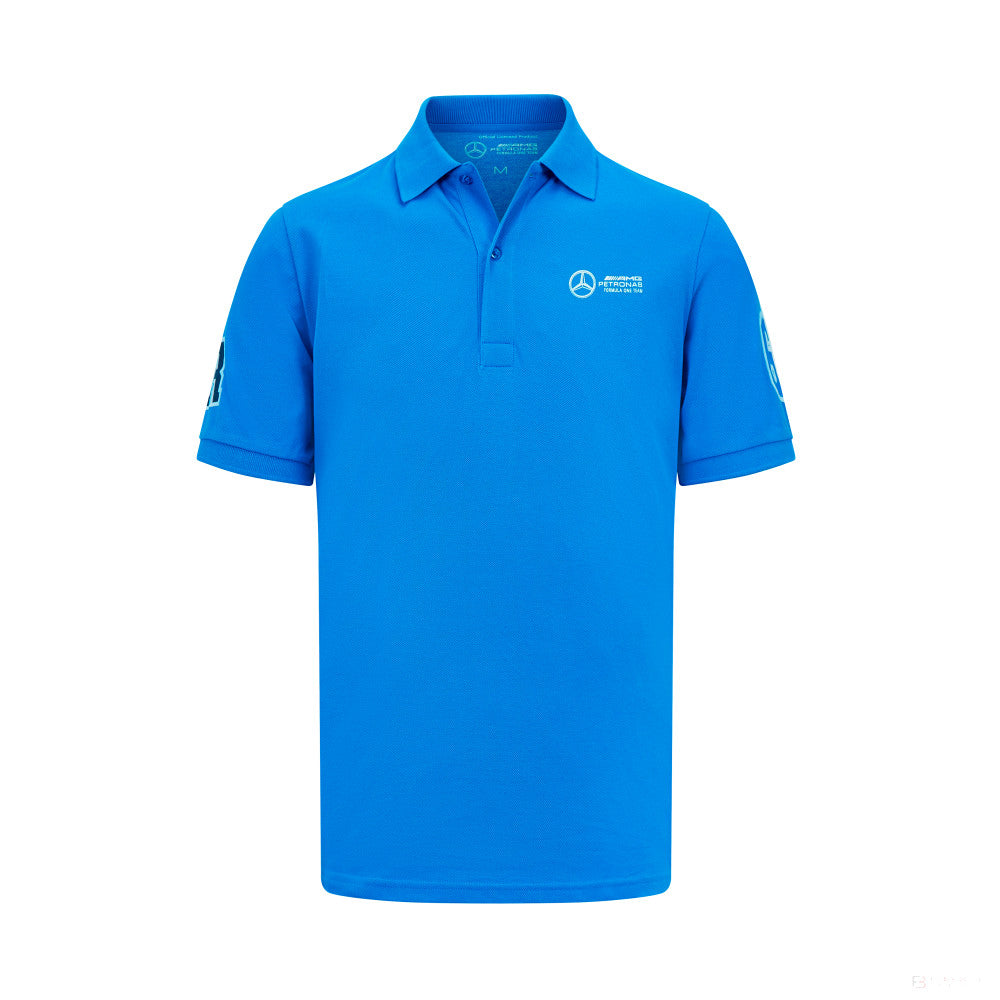 Mercedes pánské tričko s límečkem George Russell, modré - FansBRANDS®