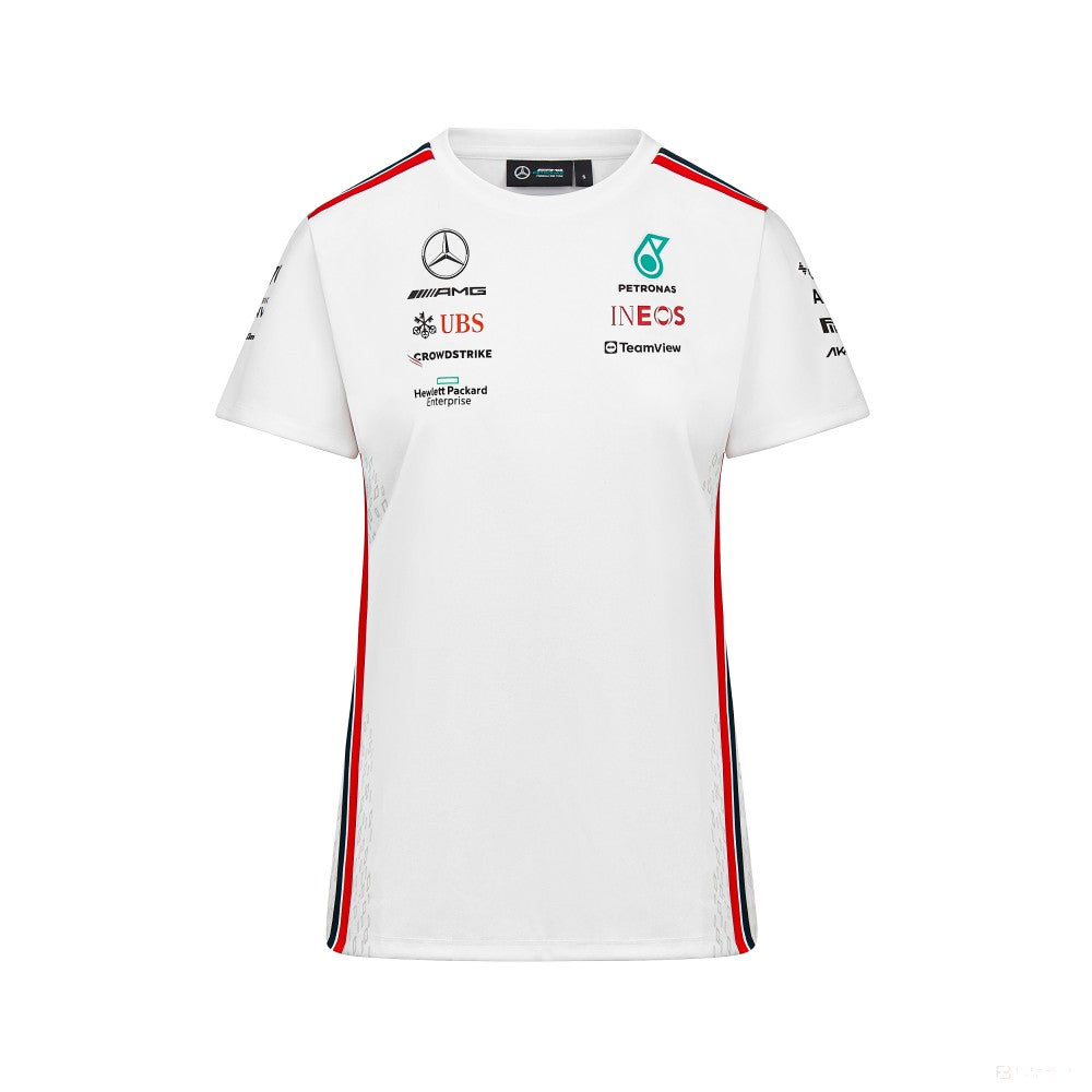 Mercedes Team, Dámské tričko pro řidiče, bílé, 2023 - FansBRANDS®