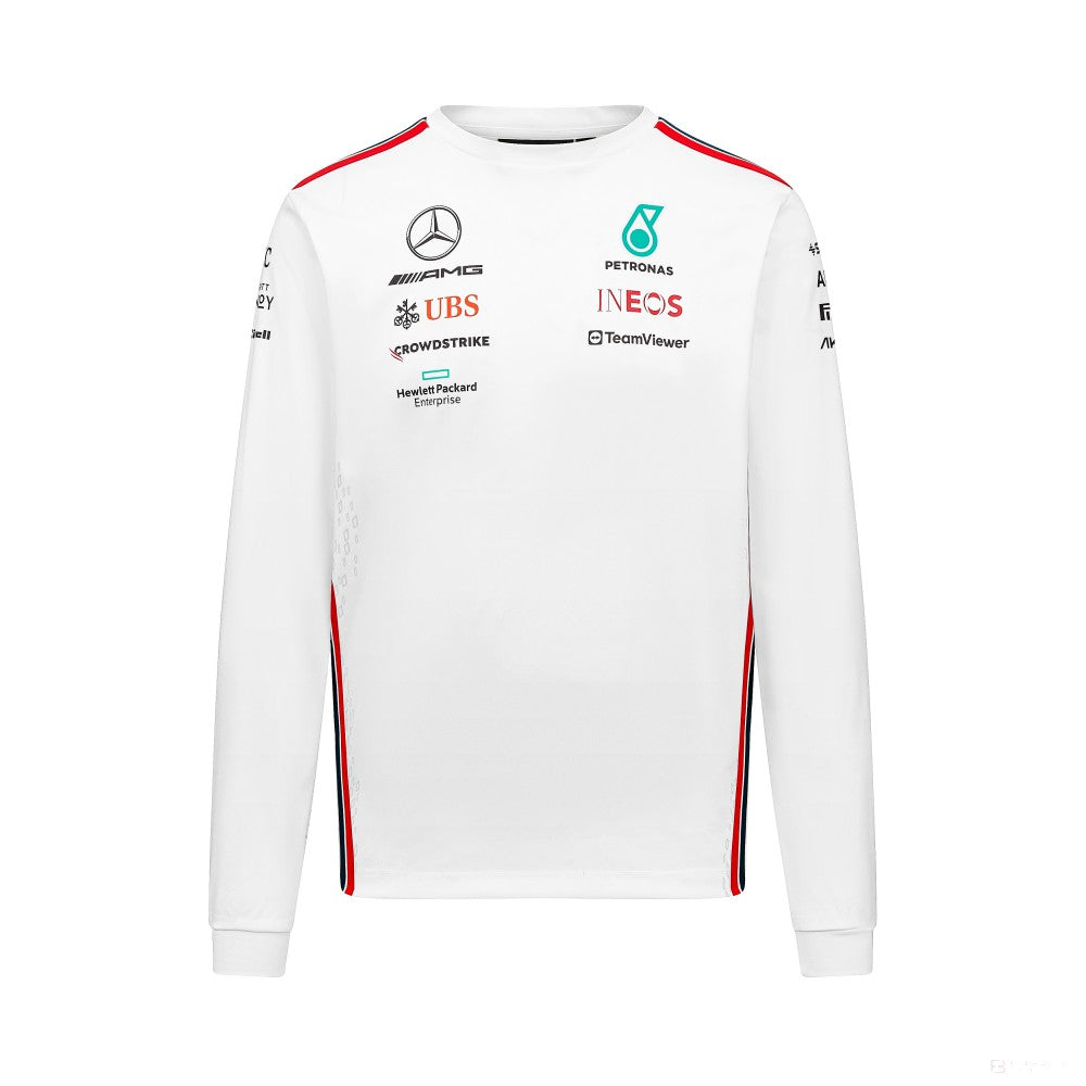 Mercedes Team, Pánské tričko s dlouhým rukávem Driver, bílé, 2023 - FansBRANDS®
