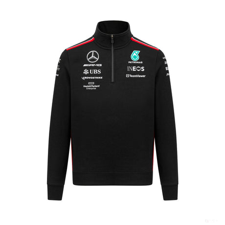 Týmová mikina Mercedes s 1/4 zipem, černá, 2023 - FansBRANDS®