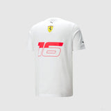Ferrari t-shirt, polo, Leclerc SE, white, 2023