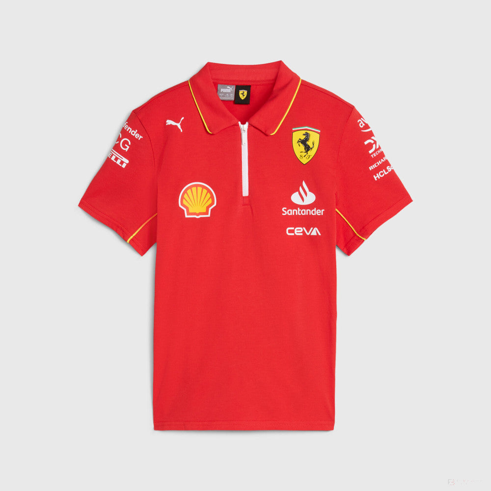 Ferrari tričko s límečkem, Puma, týmové, dětské, červená, 2024