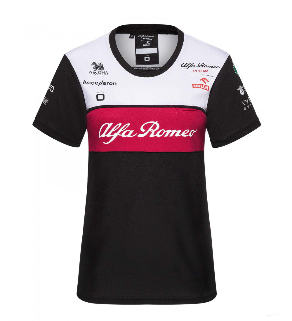 Dámské týmové tričko Alfa Romeo, černé, 2022
