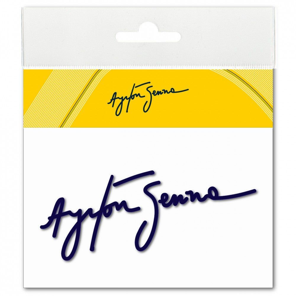 Nálepka Ayrton Senna, podpis, bílá, 2015