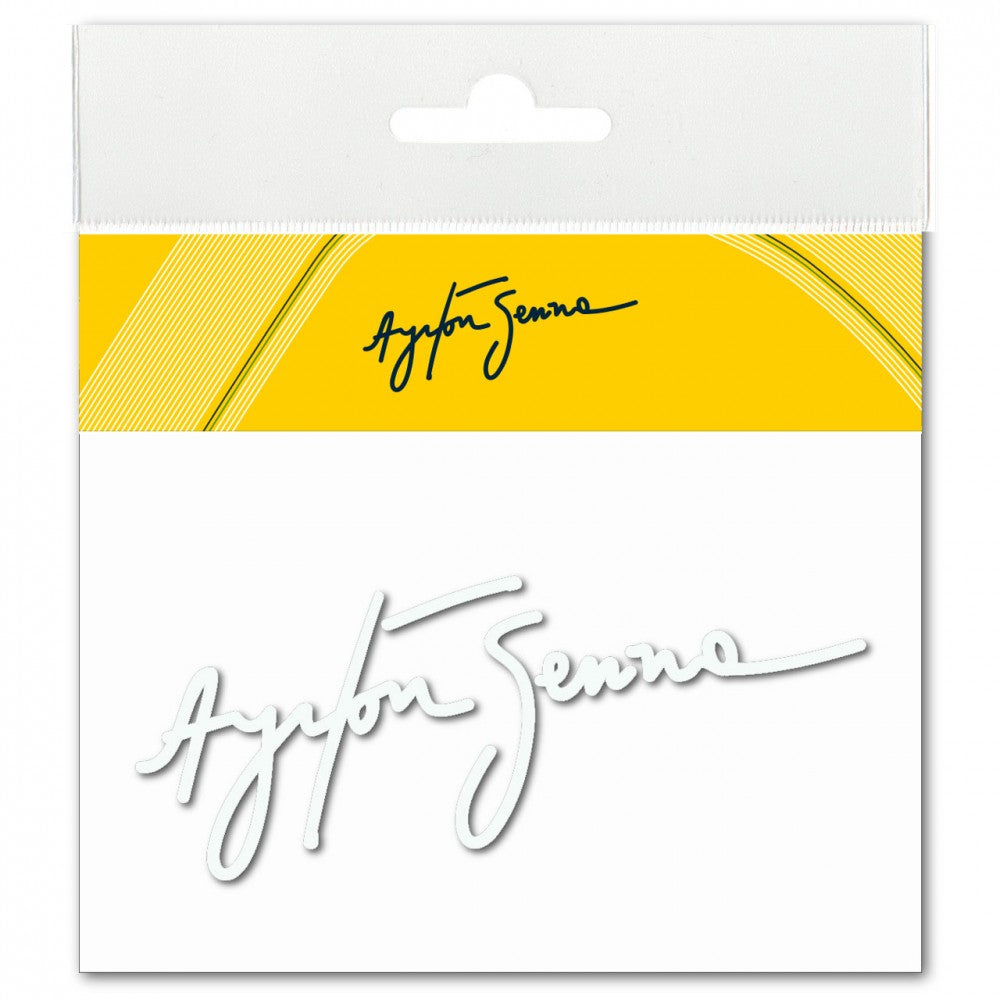 Nálepka Ayrton Senna, podpis 3D, bílá, 2015