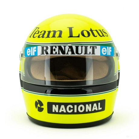 Mini přilba Ayrton Senna, měřítko 1:2, žlutá, 1985