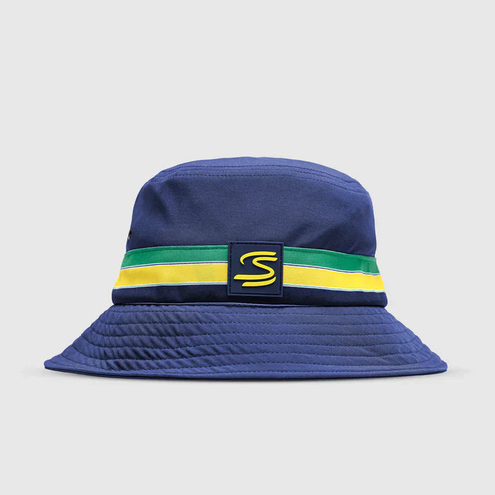 Ayrton Senna kapelusz typu bucket hat, w paski, niebieski