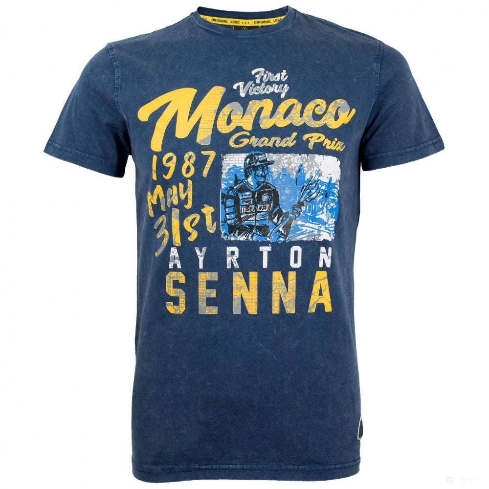 Tričko Ayrton Senna, Monako 1987, Modré, 2018