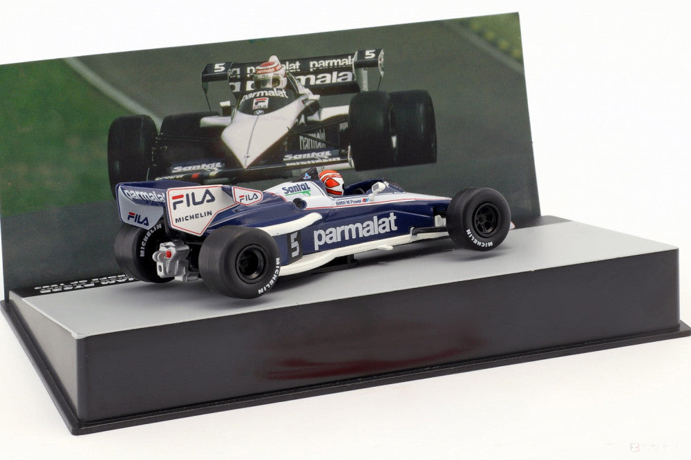 Model auta, Nelson Piquet Brabham BT52B #5 mistr světa Evropy GP 1983, měřítko 1:43, modrý, 2019