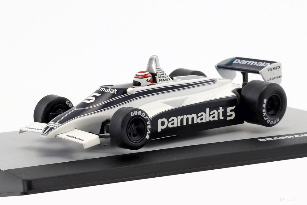 Model auta, N. Piquet Brabham BT49C #5 Mistr světa GP Německa 1981, měřítko 1:43, bílá, 2019