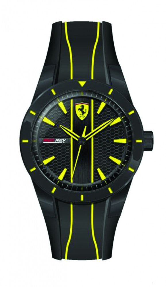 Ferrari Watch, Redrev Quartz Mens, Black-Yellow, 2019
