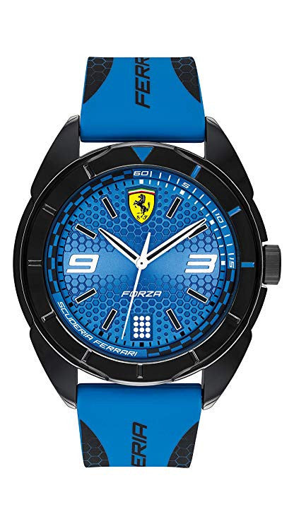 Ferrari Watch, Forza Quartz Mens, Black-Blue, 2019