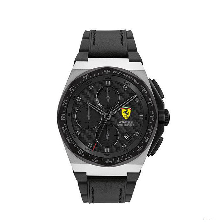 Scuderia Ferrari Watch Aspire, Black/Steel, Silicone Strap, 44Mm - FansBRANDS®