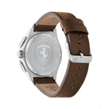 Scuderia Ferrari Watch Pilota Evo Chrono, Brown Leather Strap, 44Mm - FansBRANDS®