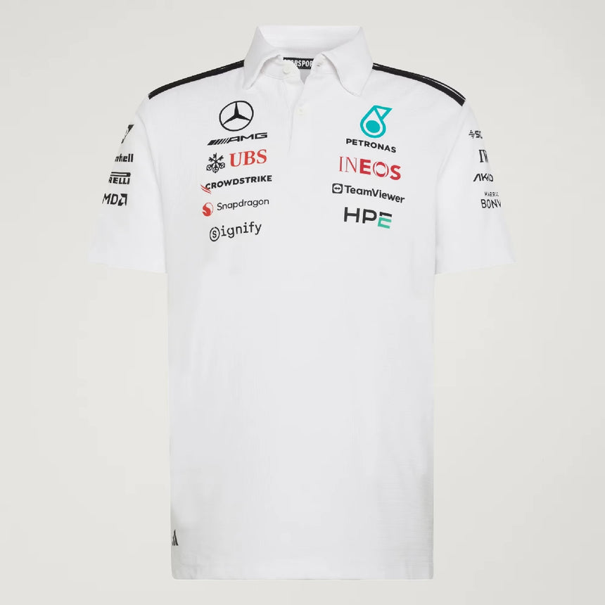 Pólko Mercedes, zespół, inżynierowie, adidas, białe, 2026