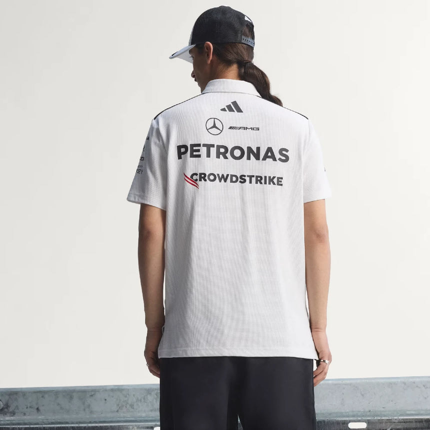 Pólko Mercedes, zespół, inżynierowie, adidas, białe, 2026