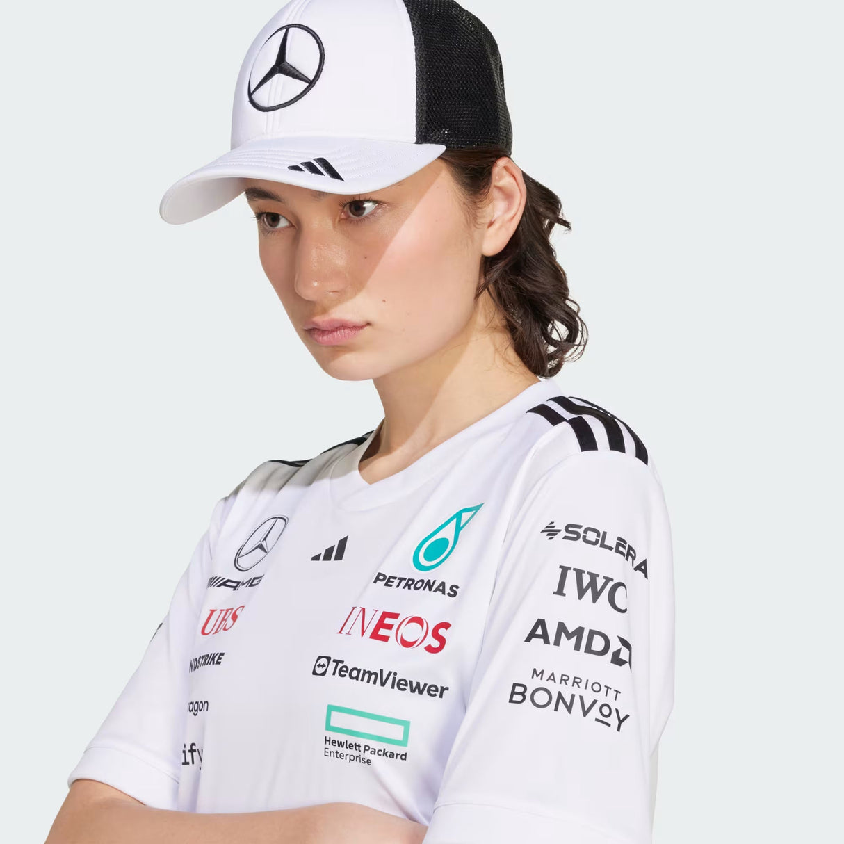 Czapka Mercedes, trucker, duże logo, biała/czarna 🔥