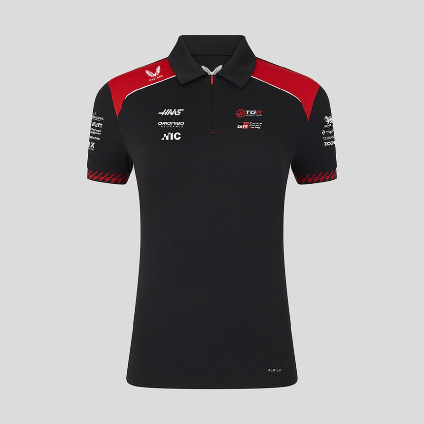 Koszulka polo Haas F1, damska, czarna, zespołowa