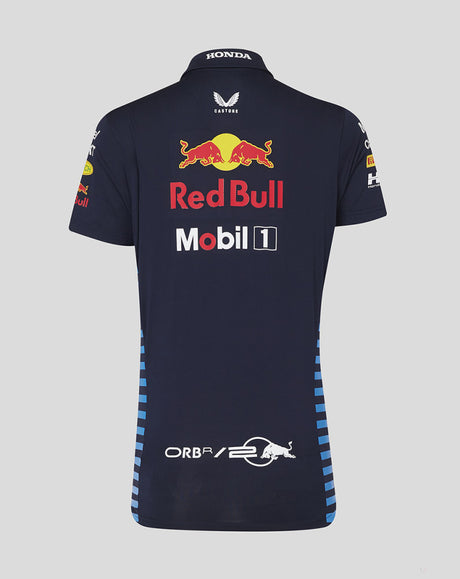 Red Bull tričko s límečkem, Castore, týmové, dámské, modrá, 2024