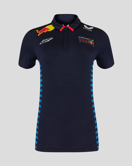 Red Bull koszulka z kołnierzykiem, Castore, Max Verstappen, damska, niebieski, 2024 - FansBRANDS®