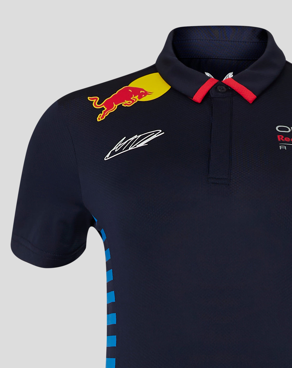 Red Bull koszulka z kołnierzykiem, Castore, Max Verstappen, damska, niebieski, 2024 - FansBRANDS®