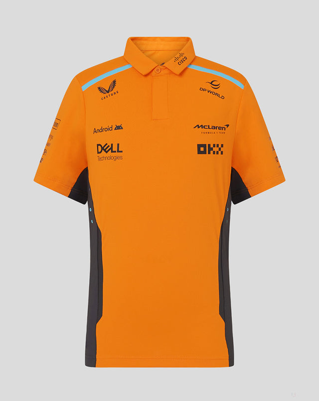 McLaren tričko s límečkem, Castore, týmové, dětské, oranžový, 2024 - FansBRANDS®