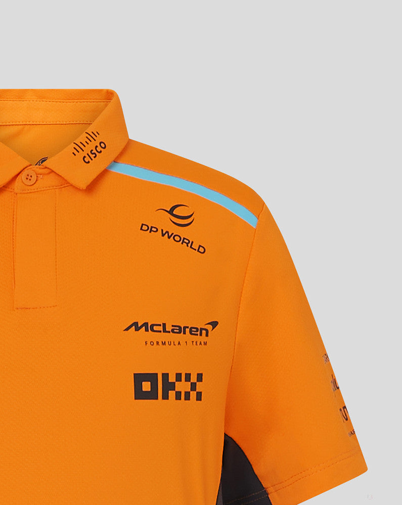 McLaren tričko s límečkem, Castore, týmové, dětské, oranžový, 2024 - FansBRANDS®